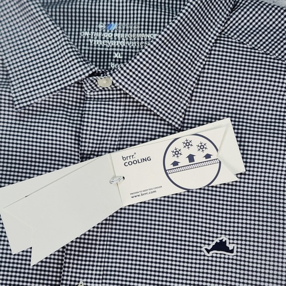 Vineyard Vines OTG On-The-Go Shirt Mens XL Blue Plaid brrr Cooling Stretch NEW - Picture 7 of 16